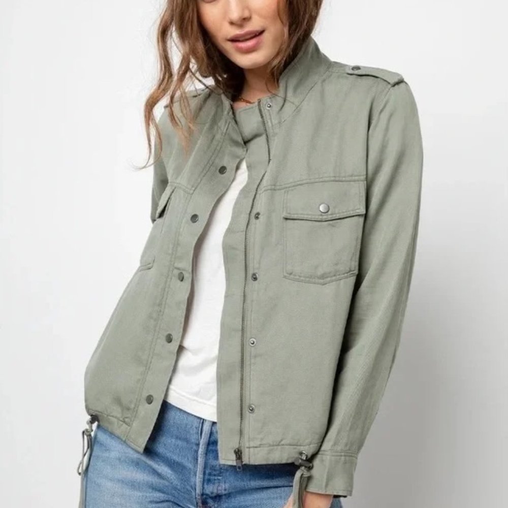 Rails Womens Collins Sage Green Utility Maverick Linen Tencel Jacket Size Small‎